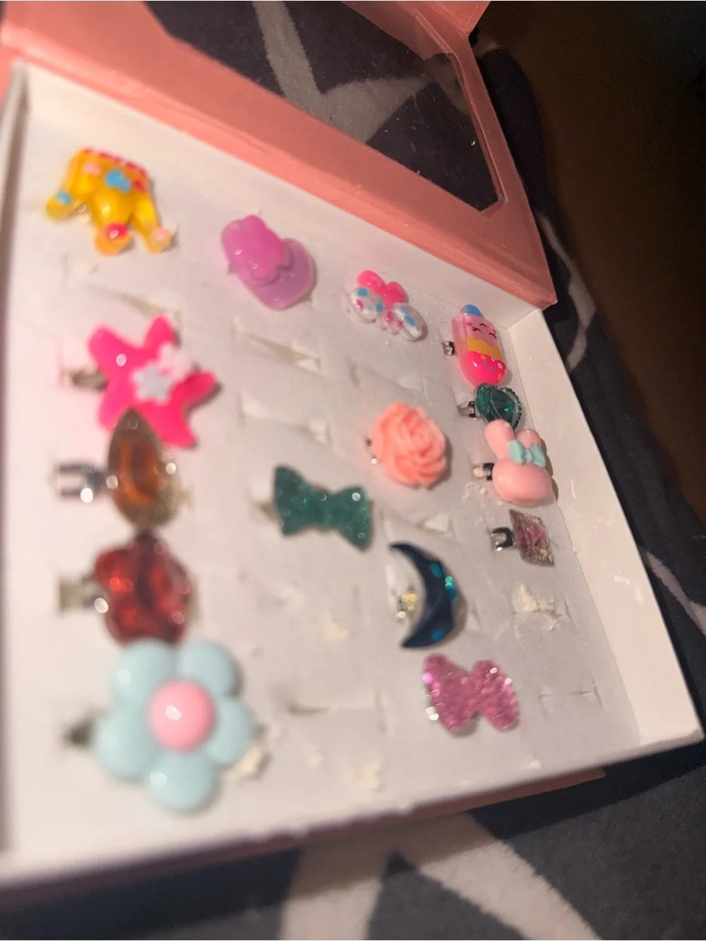 Source Unknown Pink and Blue Kids Ring Set
